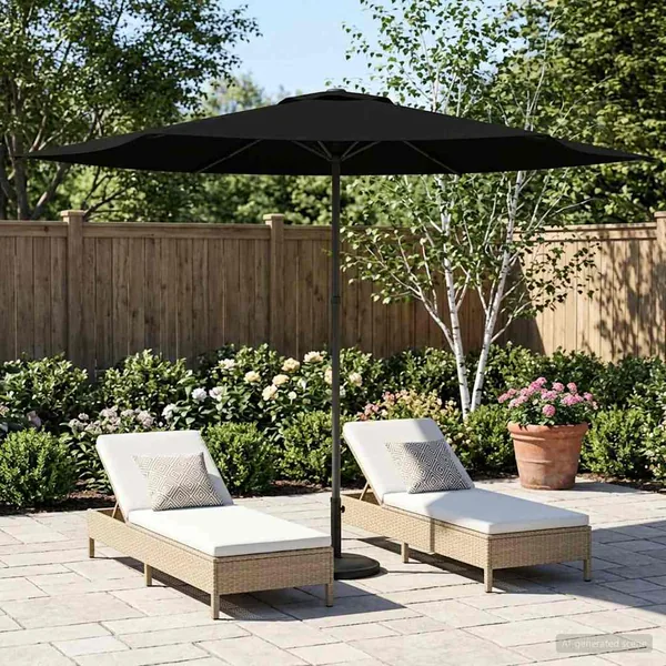 Parasol de jardin 300 x 300 cm Polyester Rectangulaire Noir