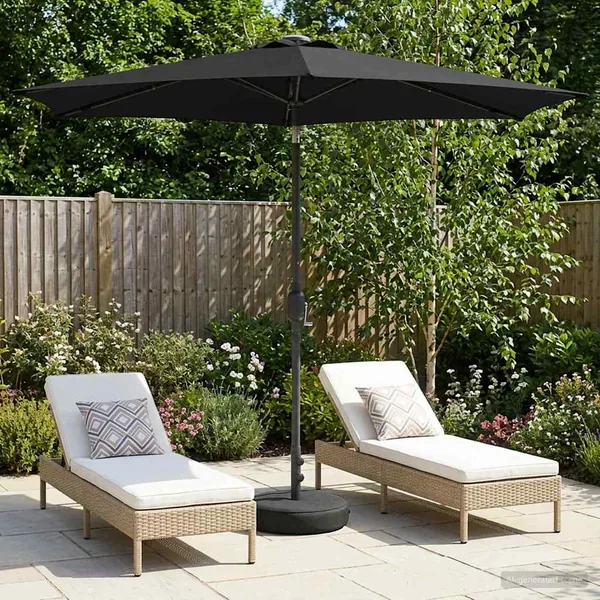 Parasol de jardin avec lumières LED et base 270 x 270 cm