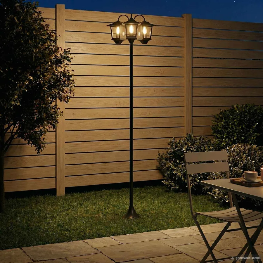 Lampadaire à 3 têtes Noir 16 x 16 x 187 cm Aluminium et ABS - 3