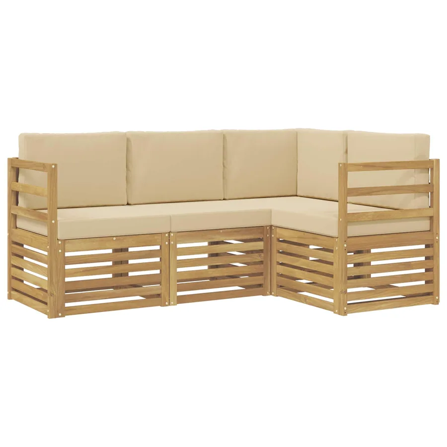 Ensembles de canapés 4 pcs Blanc et Beige 185,5 x 126,5 x 73 cm - 2