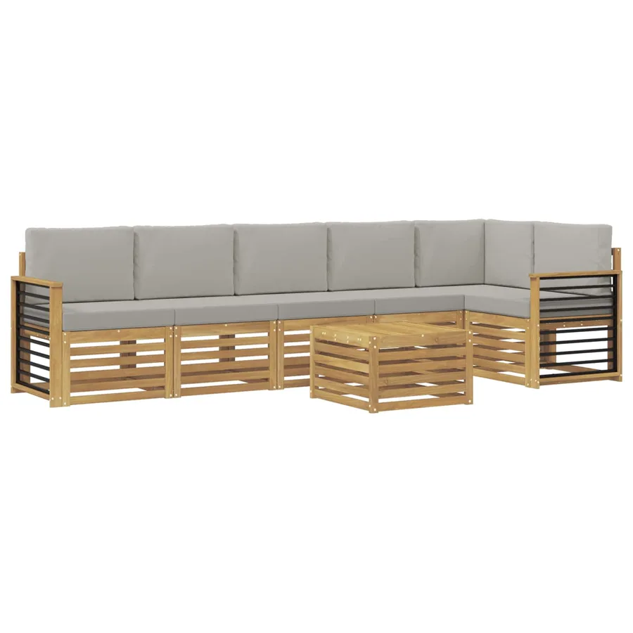 Ensemble de canapés d'extérieur 7 pcs Blanc et gris clair - 2