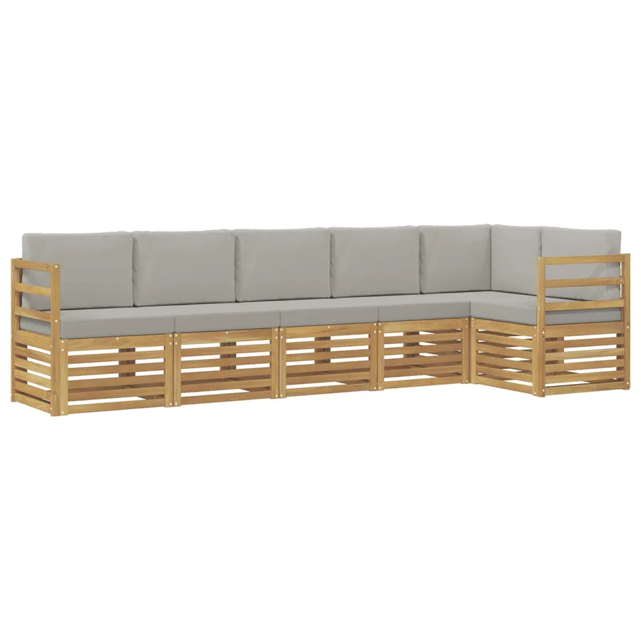 Ensemble de canapés d'extérieur 6 pcs Blanc et gris clair - 2