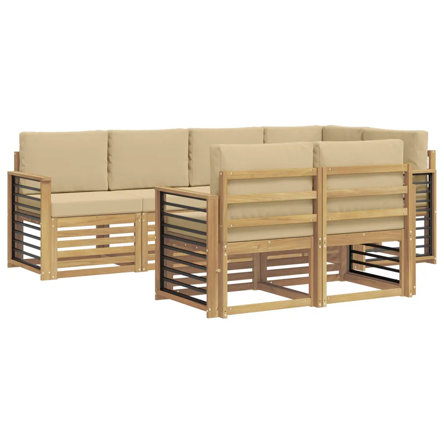 Ensemble de canapés d'extérieur 7 pcs Blanc et Beige - 2