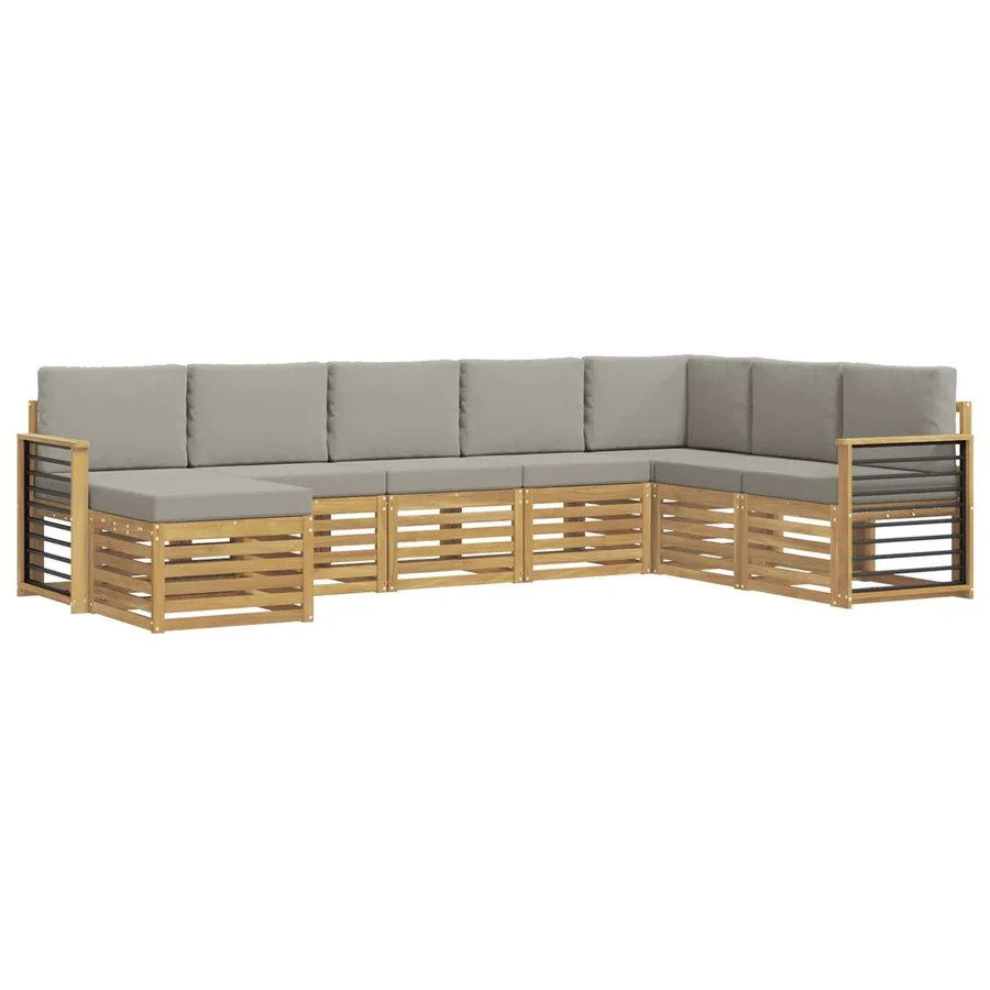Ensemble de canapés d'extérieur 8 pcs Blanc et gris clair - 2