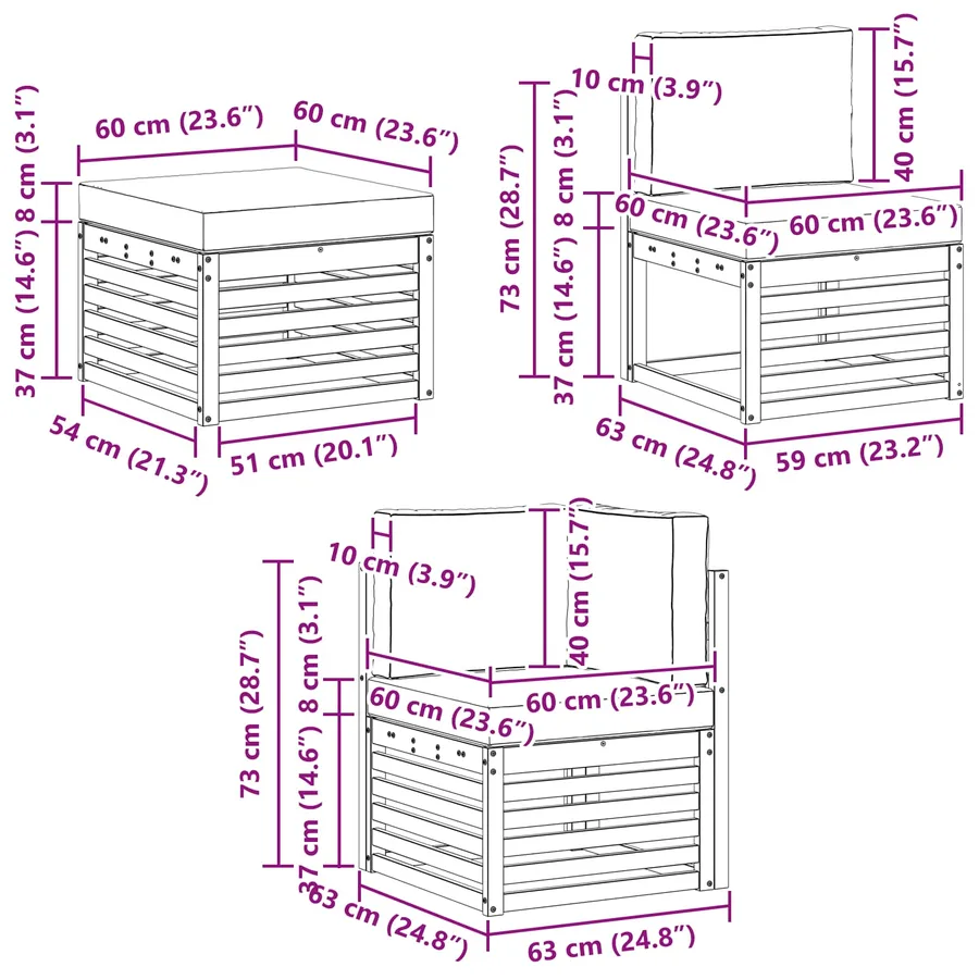 Ensemble de canapés d'extérieur 8 pcs Blanc et gris clair - 8