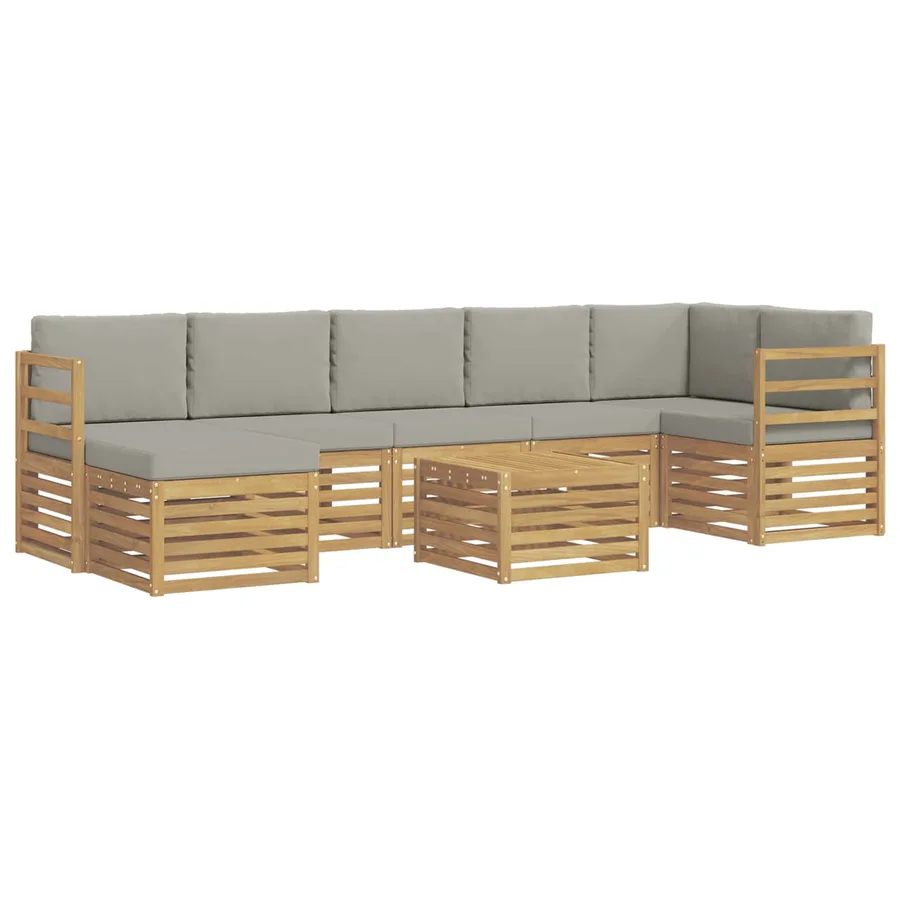 Ensemble de canapés d'extérieur 8 pcs Blanc et gris clair - 2
