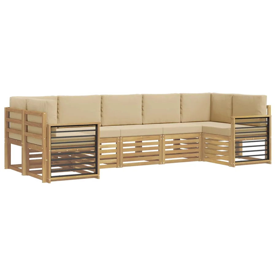 Ensemble de canapé d'angle 7 pcs Blanc et Beige - 2