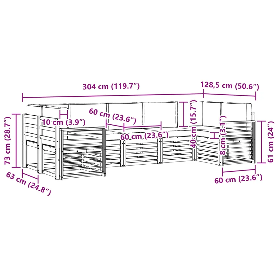 Ensemble de canapé d'angle 7 pcs Blanc et Beige - 7
