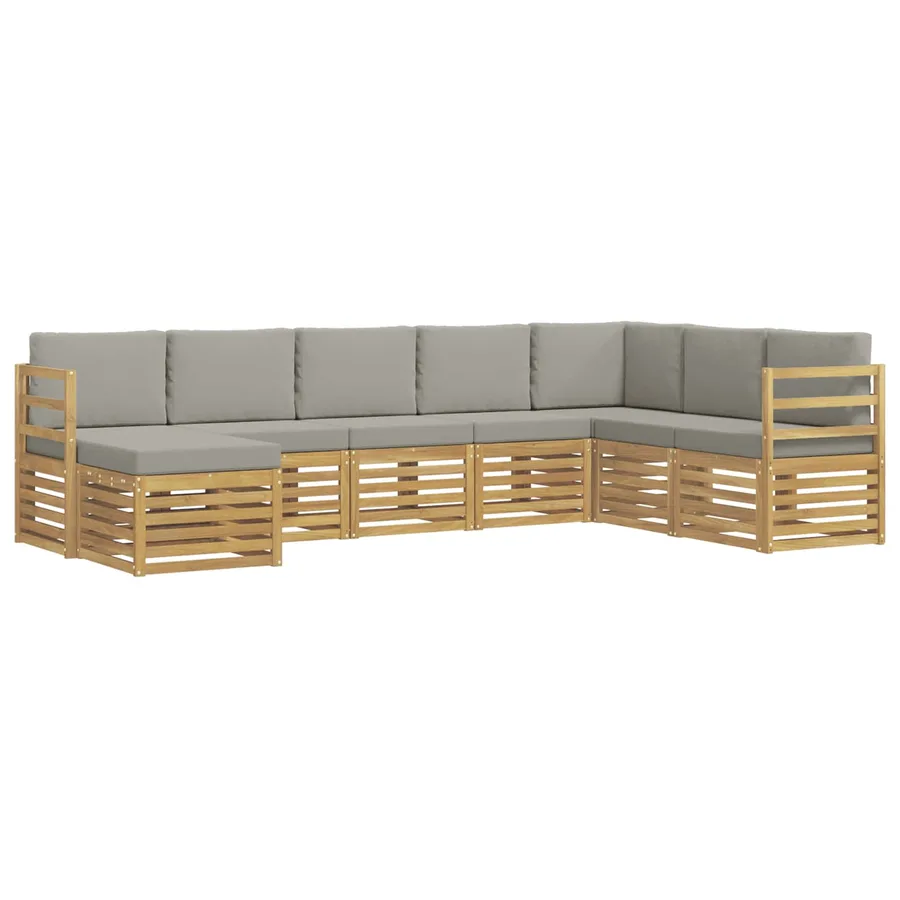 Ensemble de canapés d'extérieur 8 pcs Blanc et gris clair - 2