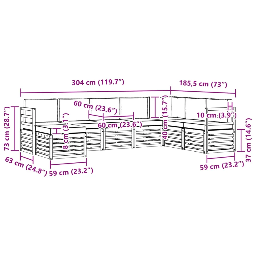 Ensemble de canapés d'extérieur 8 pcs Blanc et gris clair - 7