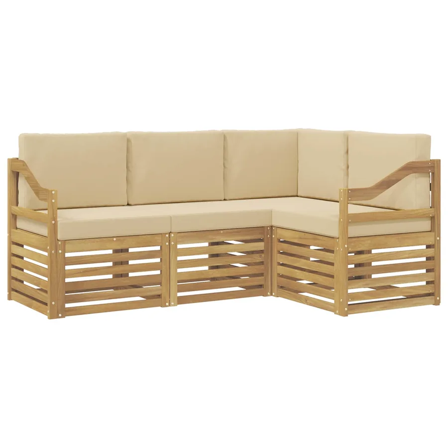 Ensembles de canapés 4 pcs Blanc et Beige 185,5 x 126,5 x 73 cm - 2