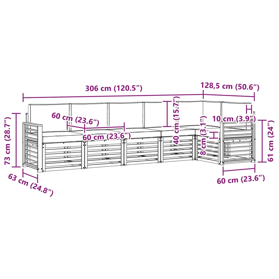 Ensemble de canapés d'extérieur 6 pcs Blanc et gris clair - 8