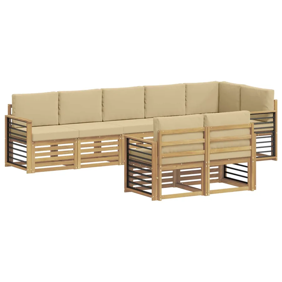 Ensemble de canapés d'extérieur 8 pcs Blanc et Beige - 2
