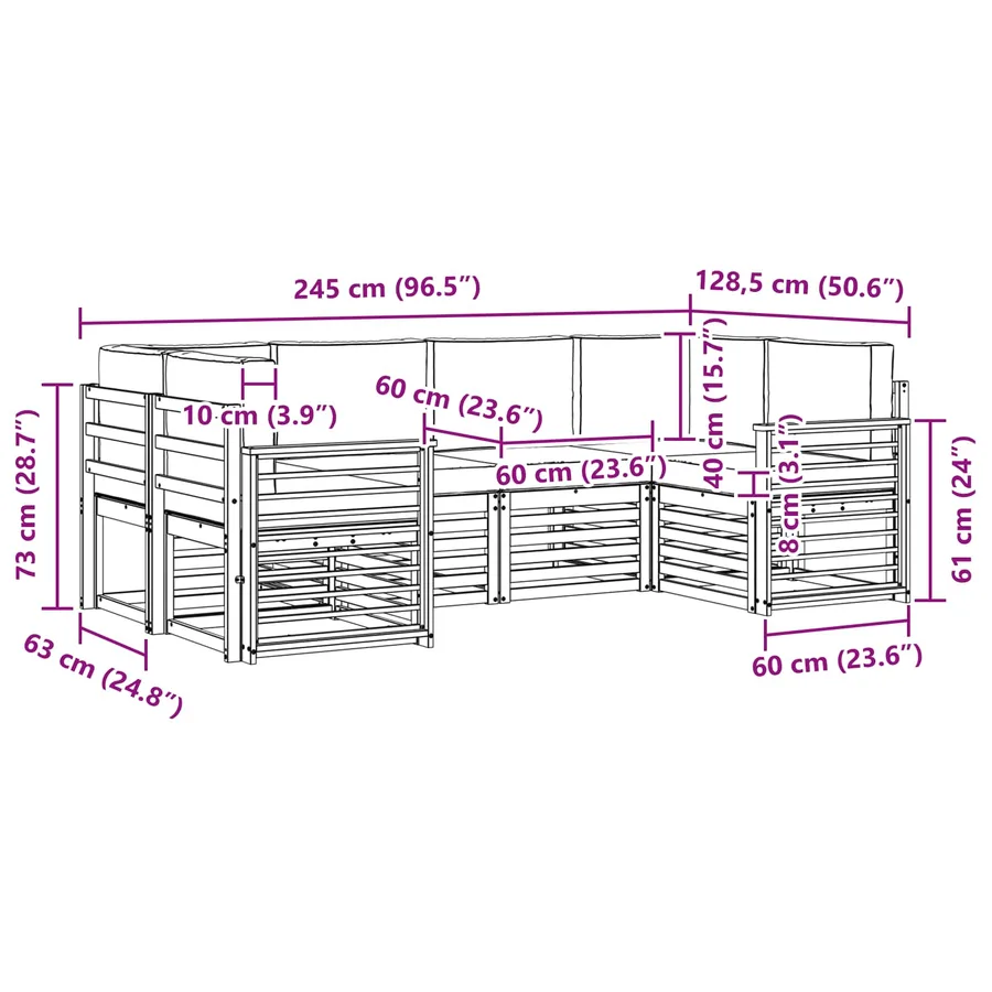Ensemble de canapé d'angle 6 pcs Blanc et Beige - 7