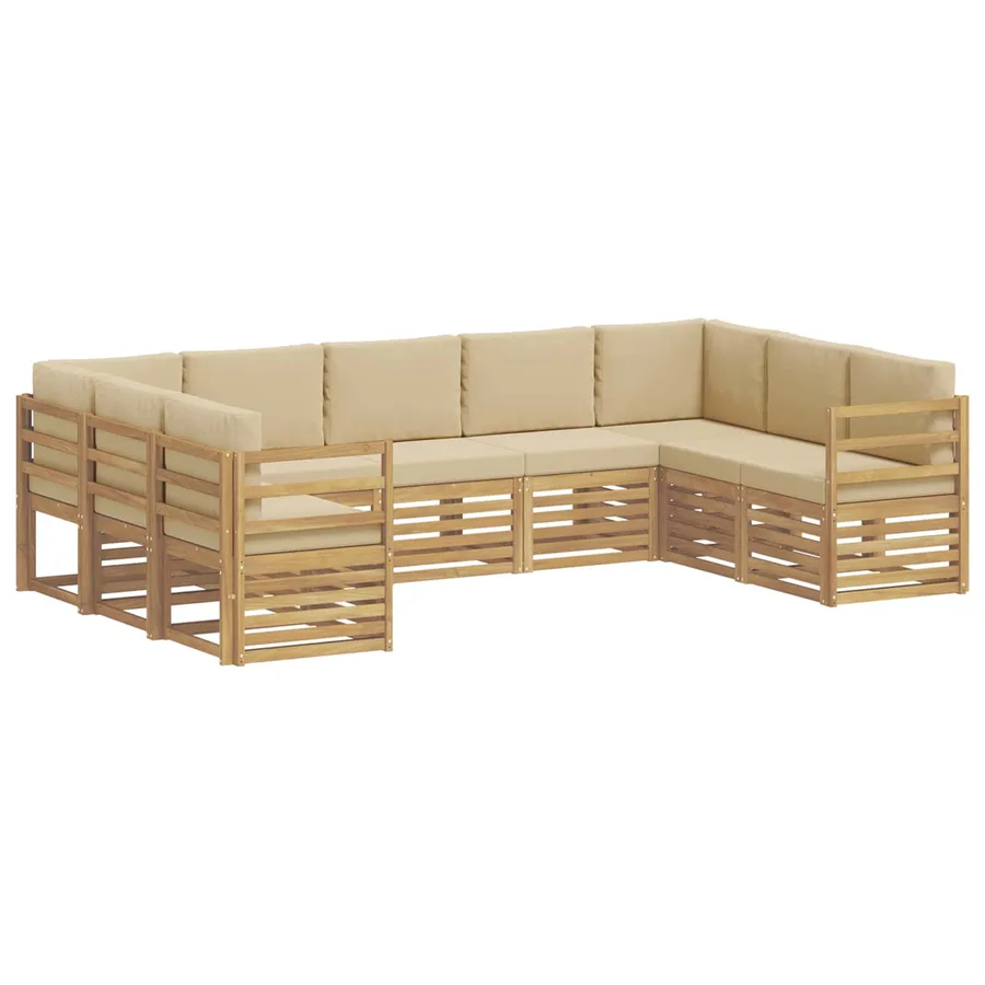 Ensemble de canapé d'angle 9 pcs Blanc et Beige - 2