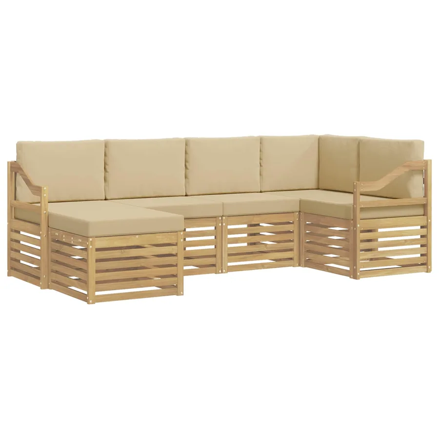 Ensemble de canapés d'extérieur 6 pcs Blanc et Beige Polyester - 2