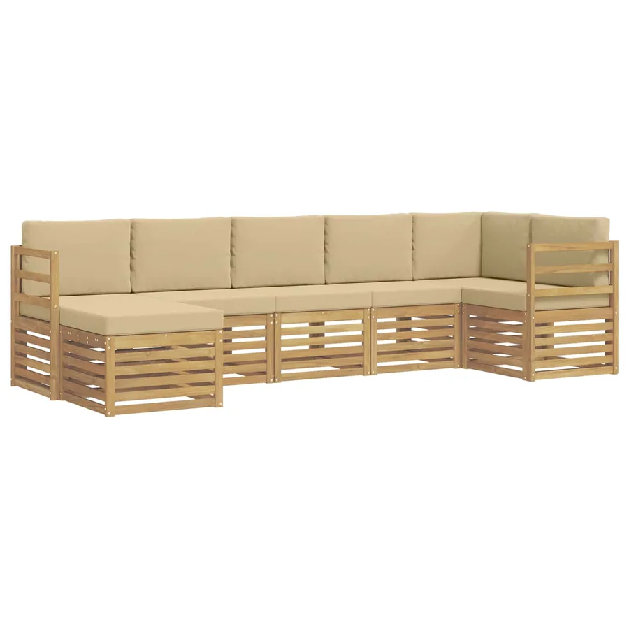 Ensemble de canapés d'extérieur 7 pcs Blanc et Beige - 2