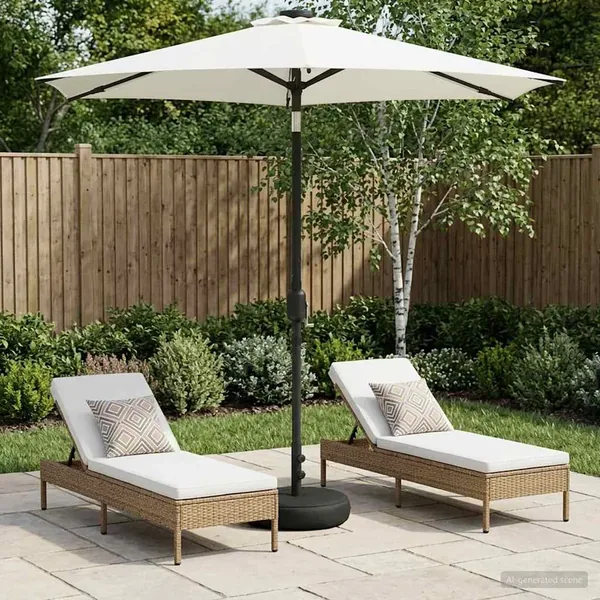 Parasol de jardin avec lumières LED et base 230 x 230 cm