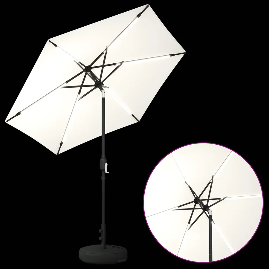 Parasol de jardin avec lumières LED et base 230 x 230 cm - 4