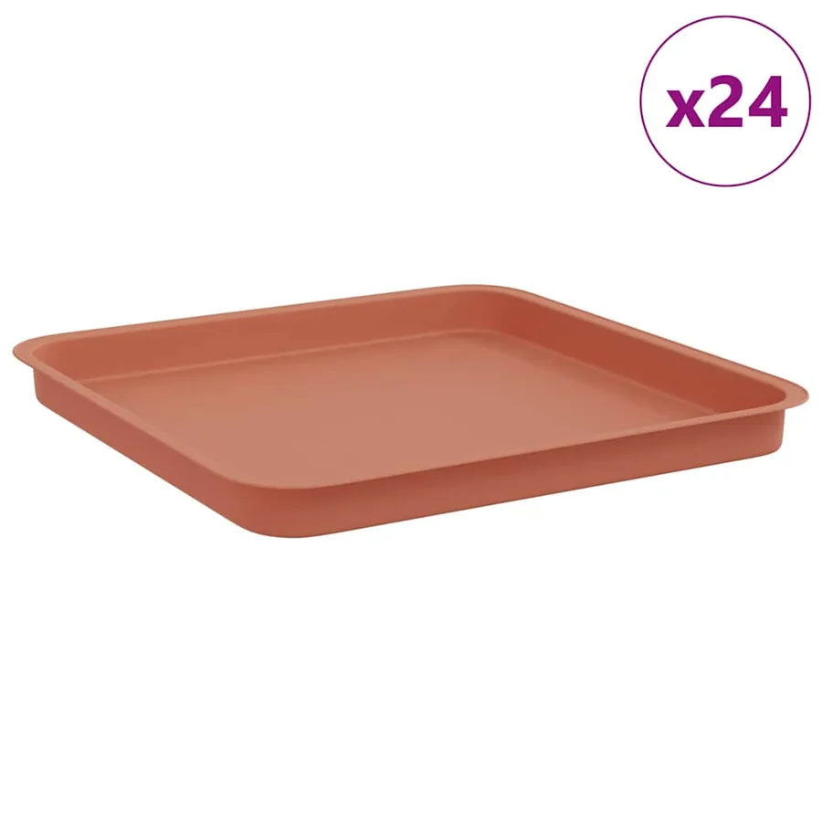 Plateau carré à fleurs 24 pcs Rouge brique 36 x 36 x 2.5 cm - 2