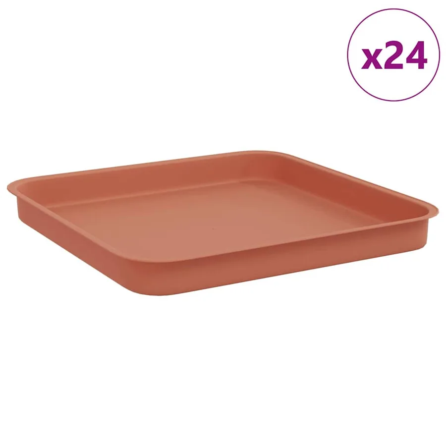Plateau carré à fleurs 24 pcs Rouge brique 25,5 x 25,5 x 2,5 cm - 2