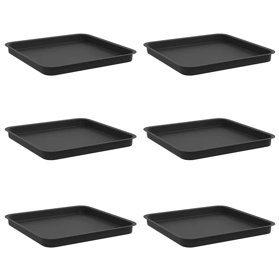 Plateau carré à fleurs 6 pcs Noir 36 x 36 x 2.5 cm Plastique - 2
