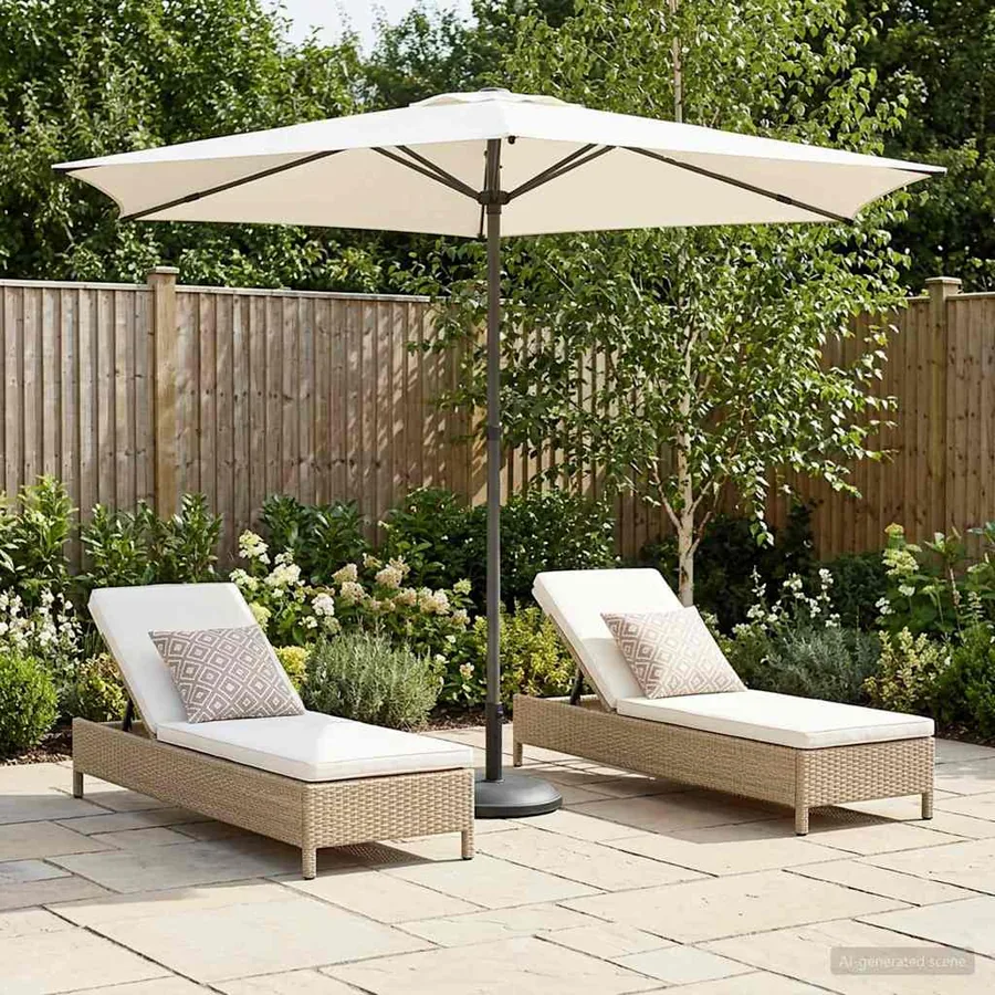 Parasol de jardin 270 x 270 cm Polyester Rectangulaire Crème
