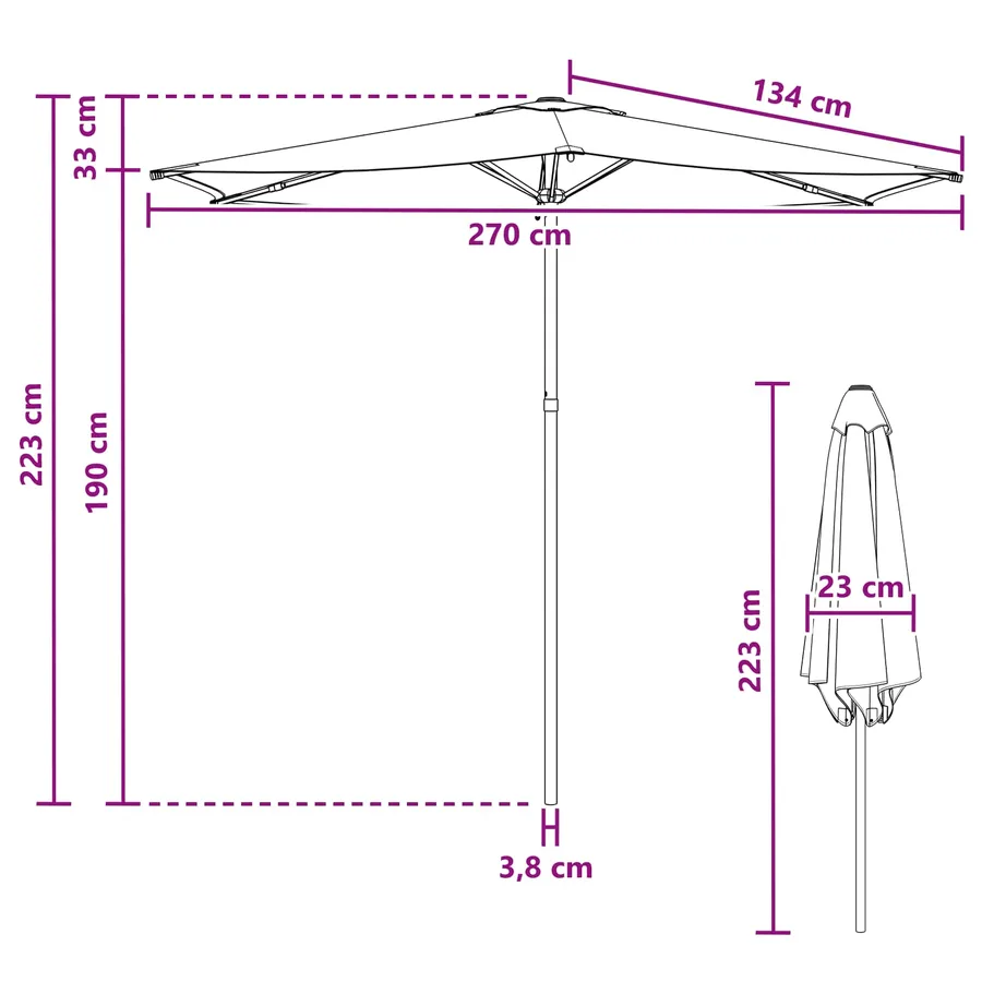 Parasol de jardin 270 x 270 cm Polyester Rectangulaire Crème - 7