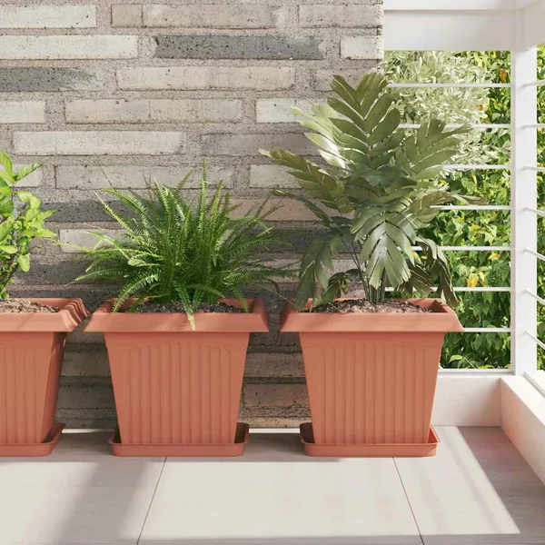 Pots de plantes 6 pcs Rouge brique 33 x 33 x 26 cm Plastique