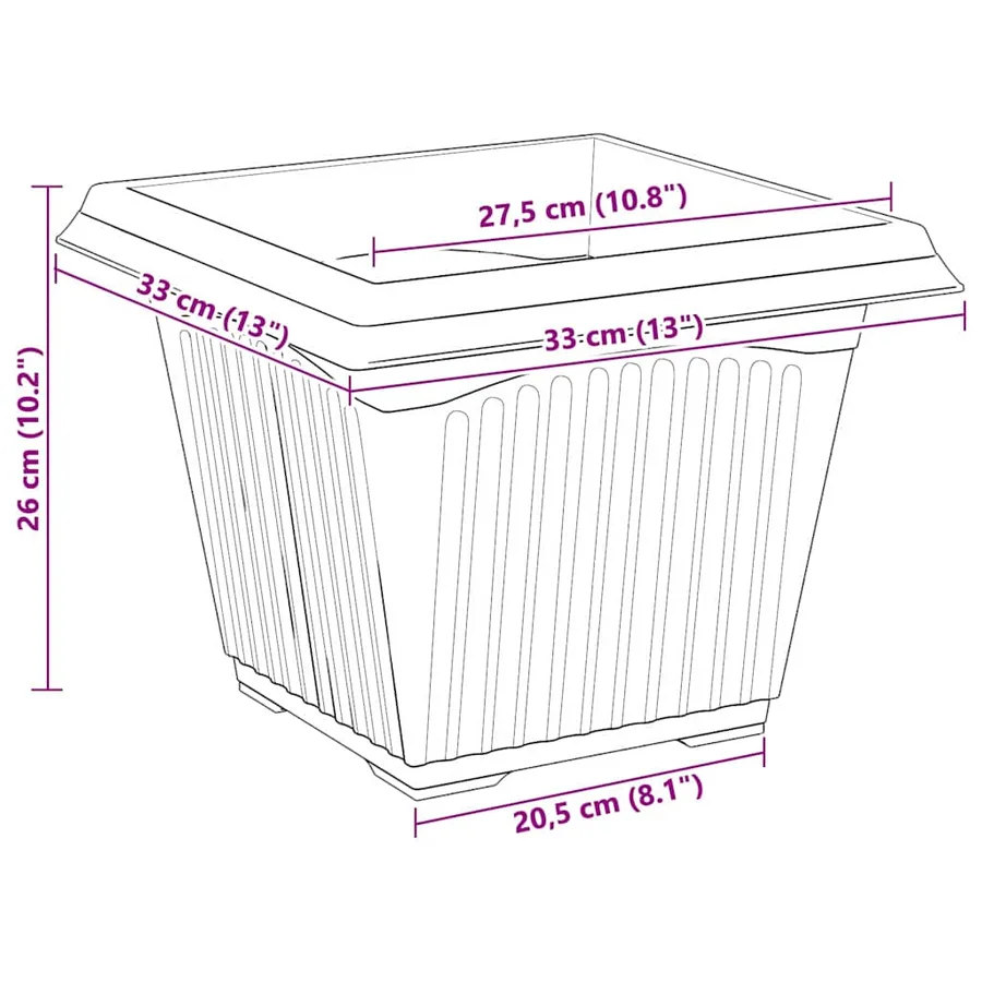 Pots de plantes 6 pcs Rouge brique 33 x 33 x 26 cm Plastique - 11