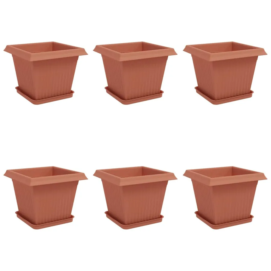 Pots de plantes 6 pcs Rouge brique 33 x 33 x 26 cm Plastique - 2