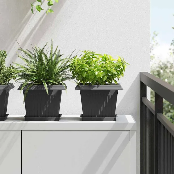 Pots de plantes 24 pcs Noir 23 x 23 x 17,5 cm Plastique