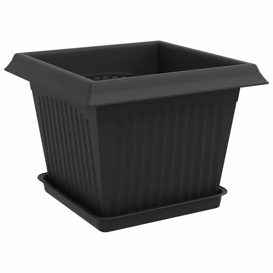 Pots de plantes 24 pcs Noir 23 x 23 x 17,5 cm Plastique - 5