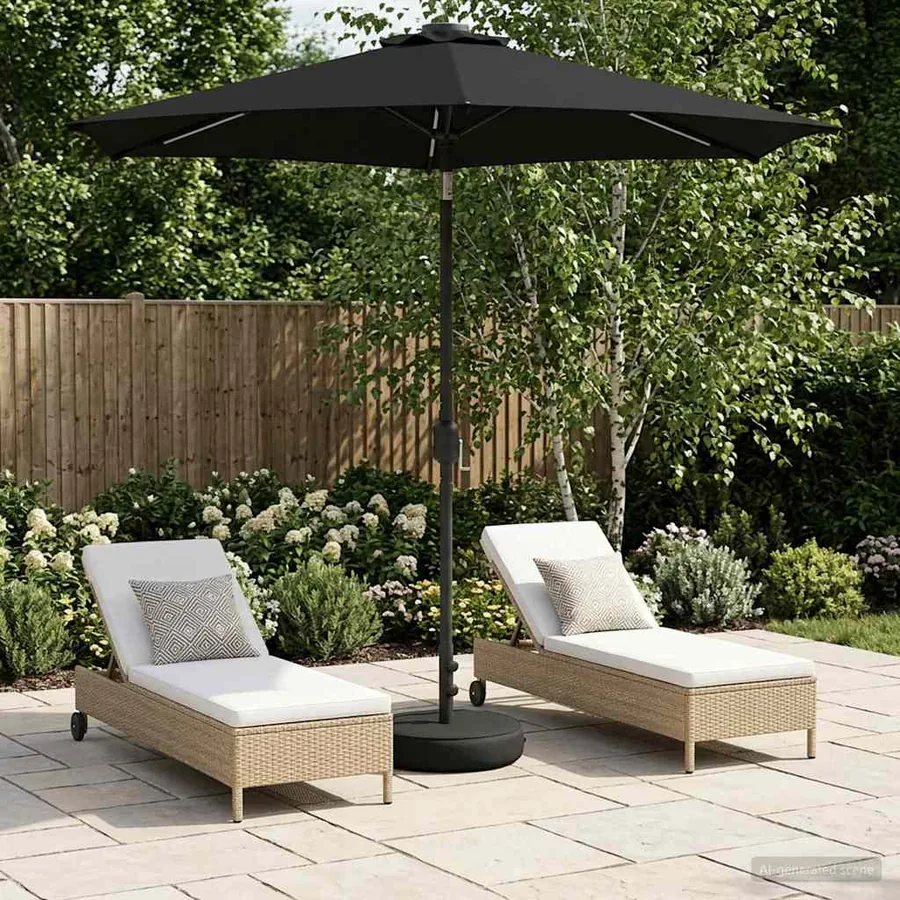 Parasol de jardin avec lumières LED et base 230 x 230 cm