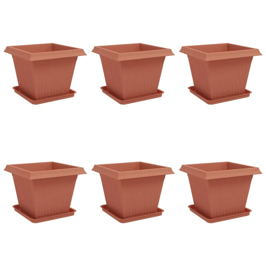Pots de plantes 6 pcs Rouge brique 43 x 43 x 33,5 cm Plastique - 2