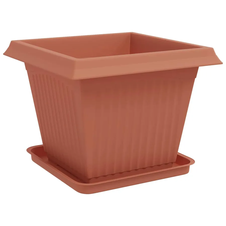 Pots de plantes 6 pcs Rouge brique 43 x 43 x 33,5 cm Plastique - 5