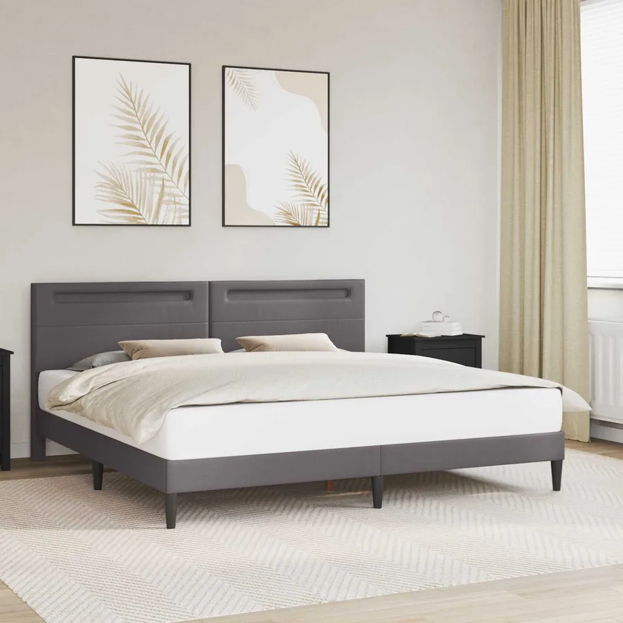 Cadre de lit avec bandes LED Gris 200 x 200 cm Simili cuir