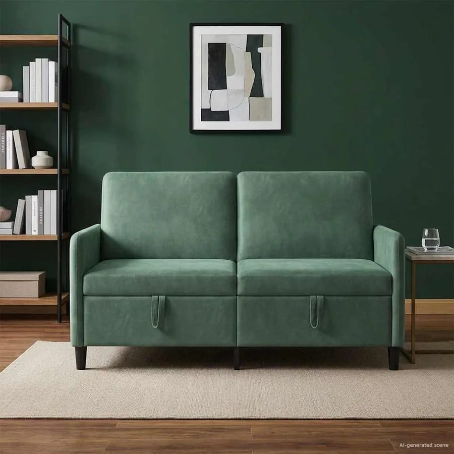 Sofa avec rangement Vert Mer 152 x 78 x 87 cm Polyester