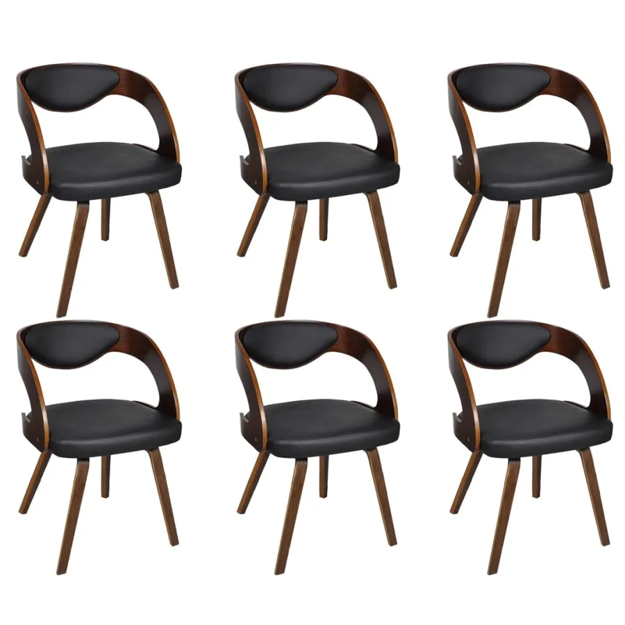 Chaises à manger lot de 6 marron similicuir - 2