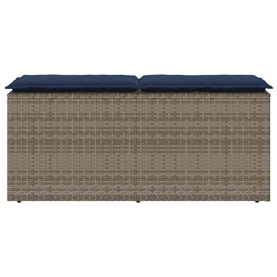 Banc de jardin avec coussin gris 110x40x44 cm résine tressée - 4