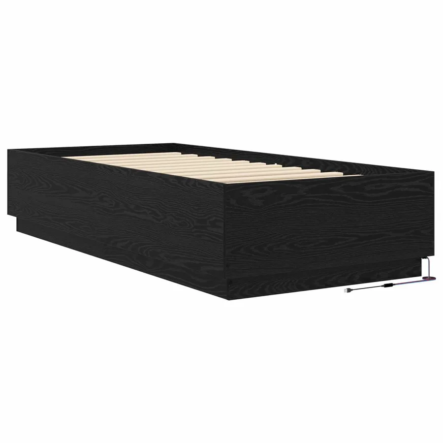 Cadre de lit avec LED Chêne noir 80 x 200 cm Bois d'ingénierie - 5