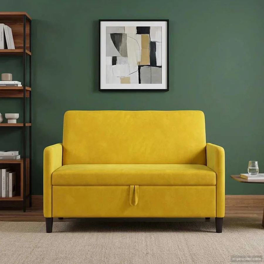 Sofa avec rangement Jaune 122 x 78 x 87 cm Polyester - 3