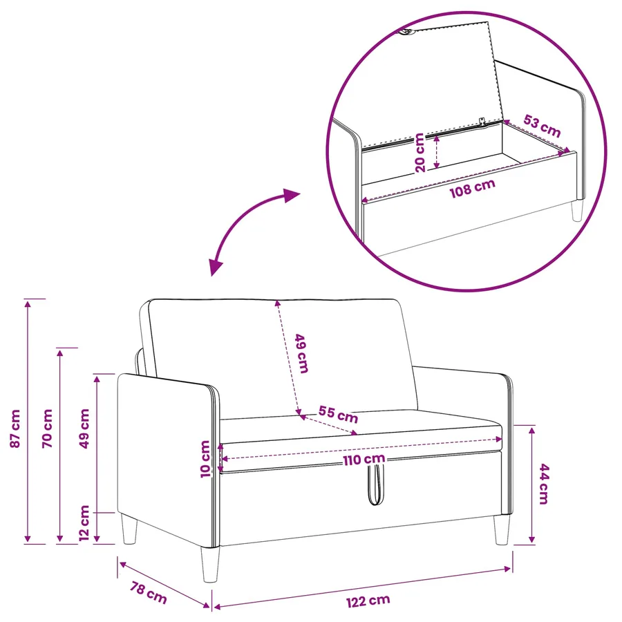 Sofa avec rangement Jaune 122 x 78 x 87 cm Polyester - 7