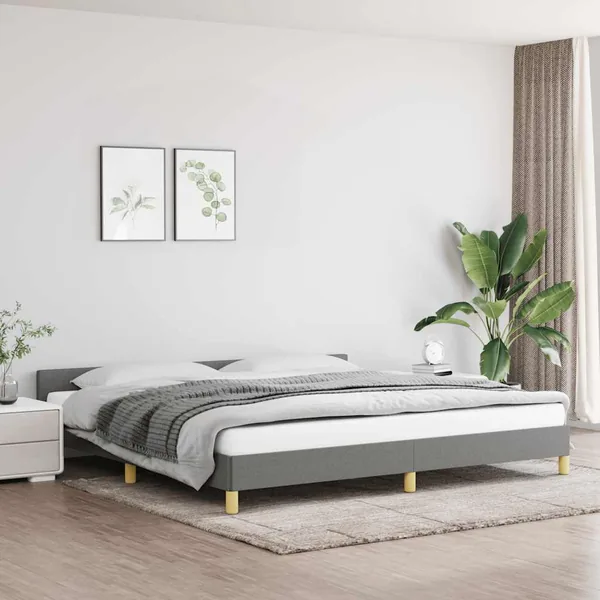 Cadre de lit sans matelas gris foncé 200x200 cm tissu