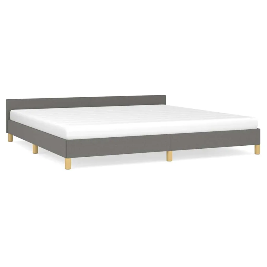 Cadre de lit sans matelas gris foncé 200x200 cm tissu - 2