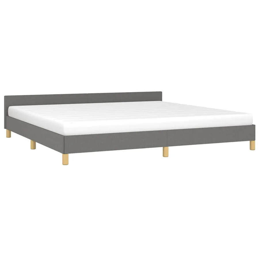 Cadre de lit sans matelas gris foncé 200x200 cm tissu - 3