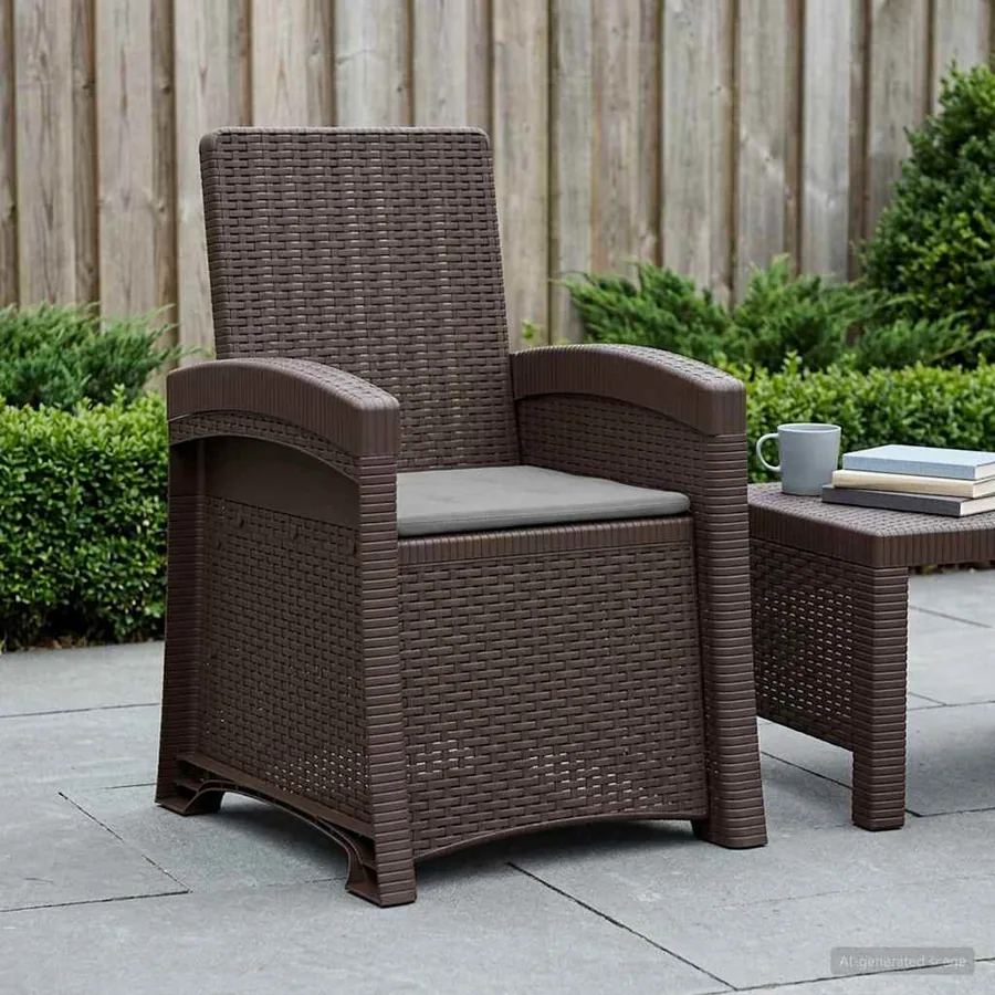 Chaise de jardin inclinable imitant le rotin PP