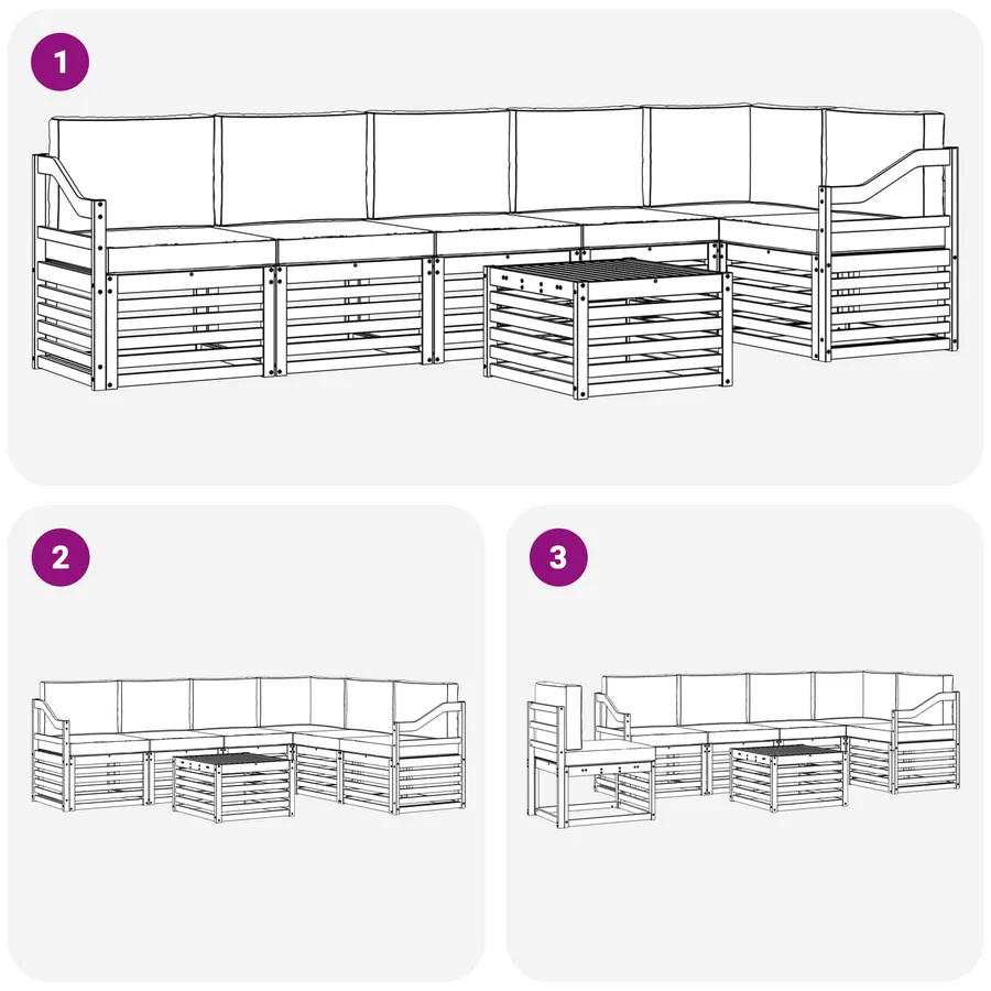 Ensemble de canapés d'extérieur 7 pcs Blanc et anthracite - 7