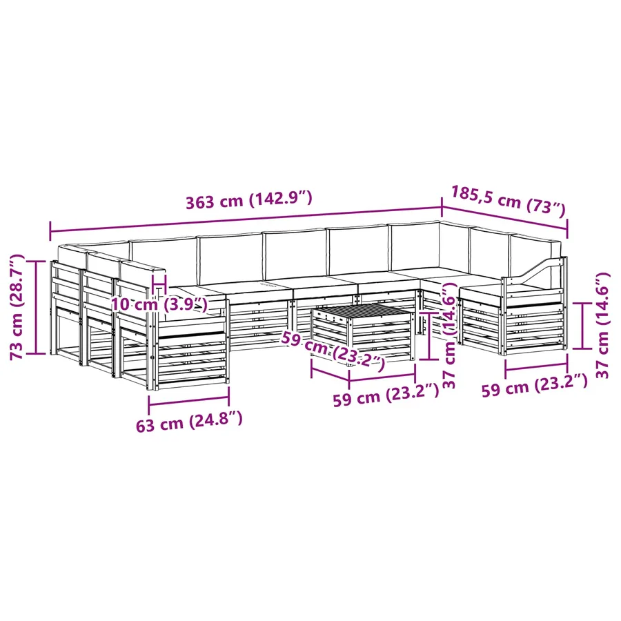 Ensemble de canapés d'extérieur 8 pcs Blanc et Anthracite - 8