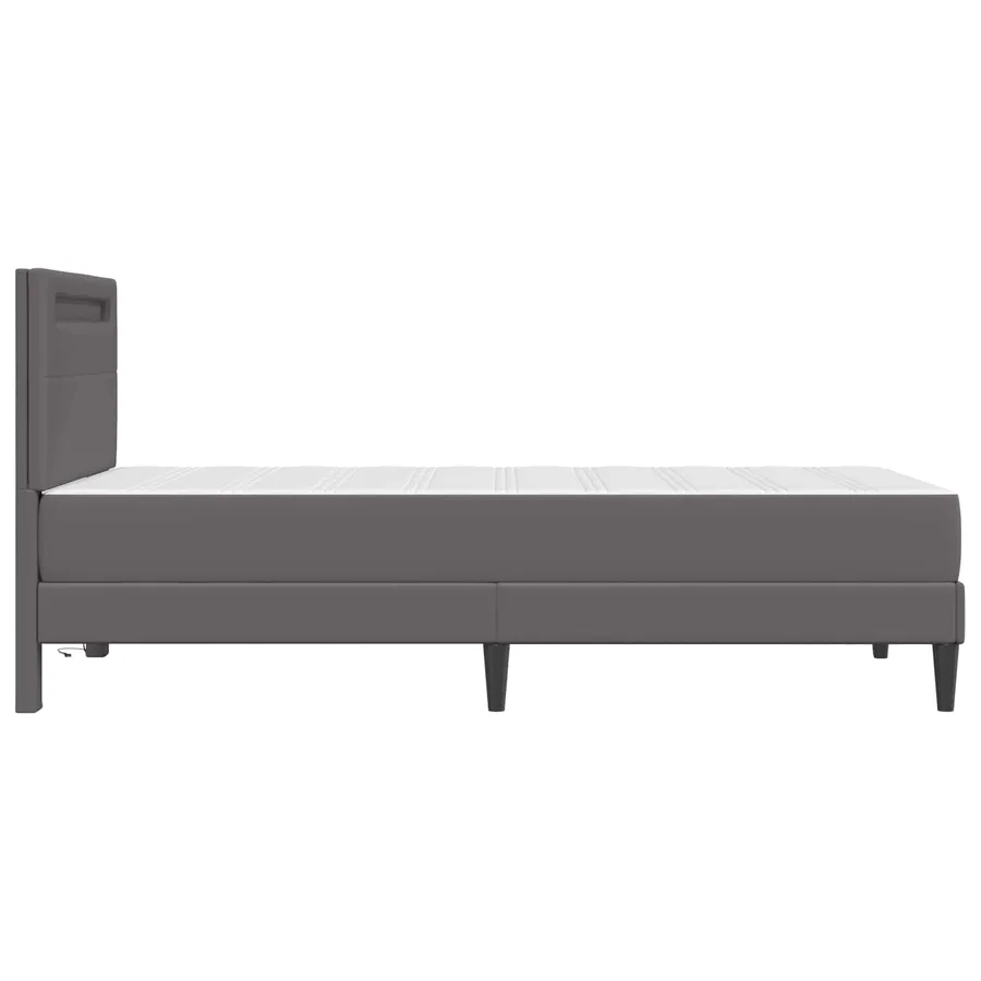 Cadre de lit avec bandes LED Gris 90 x 190 cm Simili cuir - 9